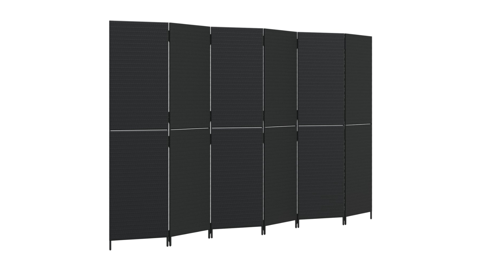 vidaXL 6-Panel Black Poly Rattan Room Divider