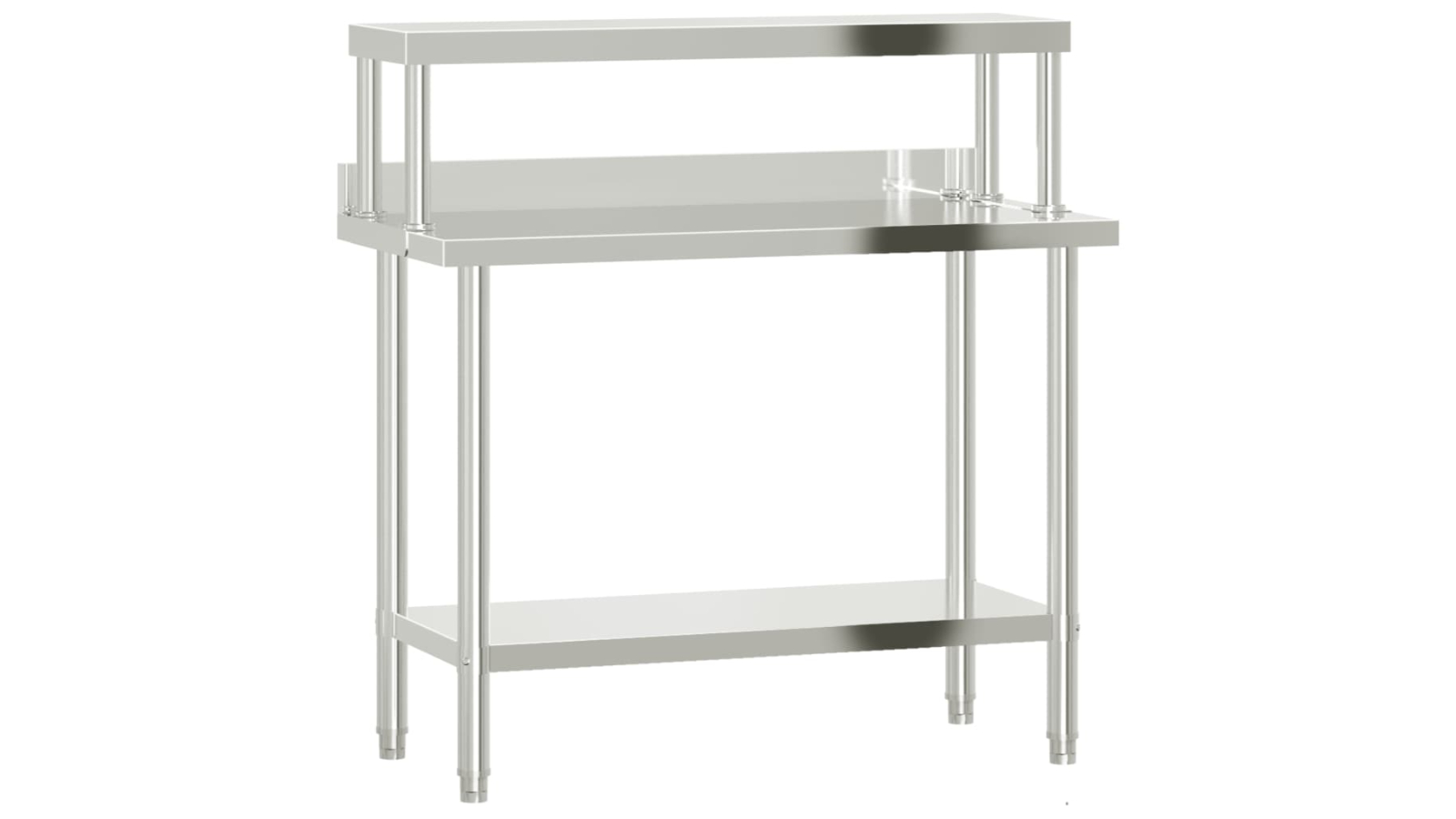 vidaXL Stainless Steel Kitchen Work Table with Overshelf - 110 x 55 x 120cm