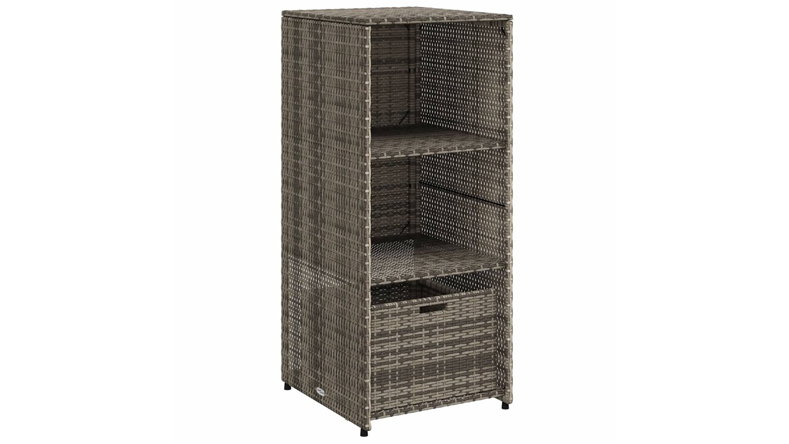 vidaXL Grey Poly Rattan 50 x 55 x 115cm Garden Storage Cabinet