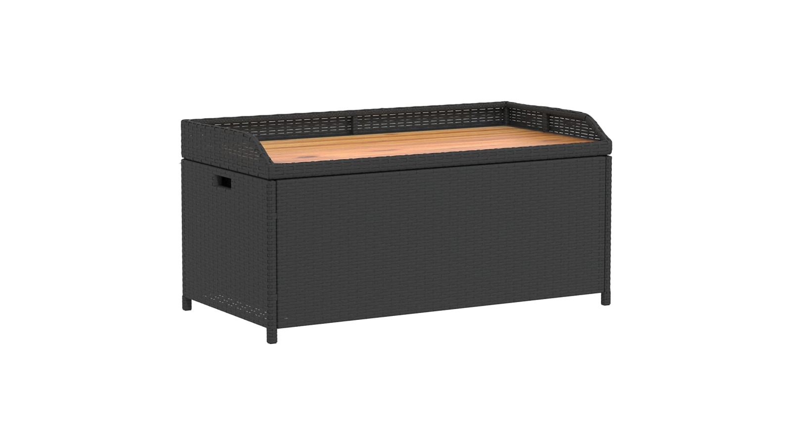 vidaXL Black Poly Rattan and Acacia Wood 100 x 50 x 52cm Storage Bench