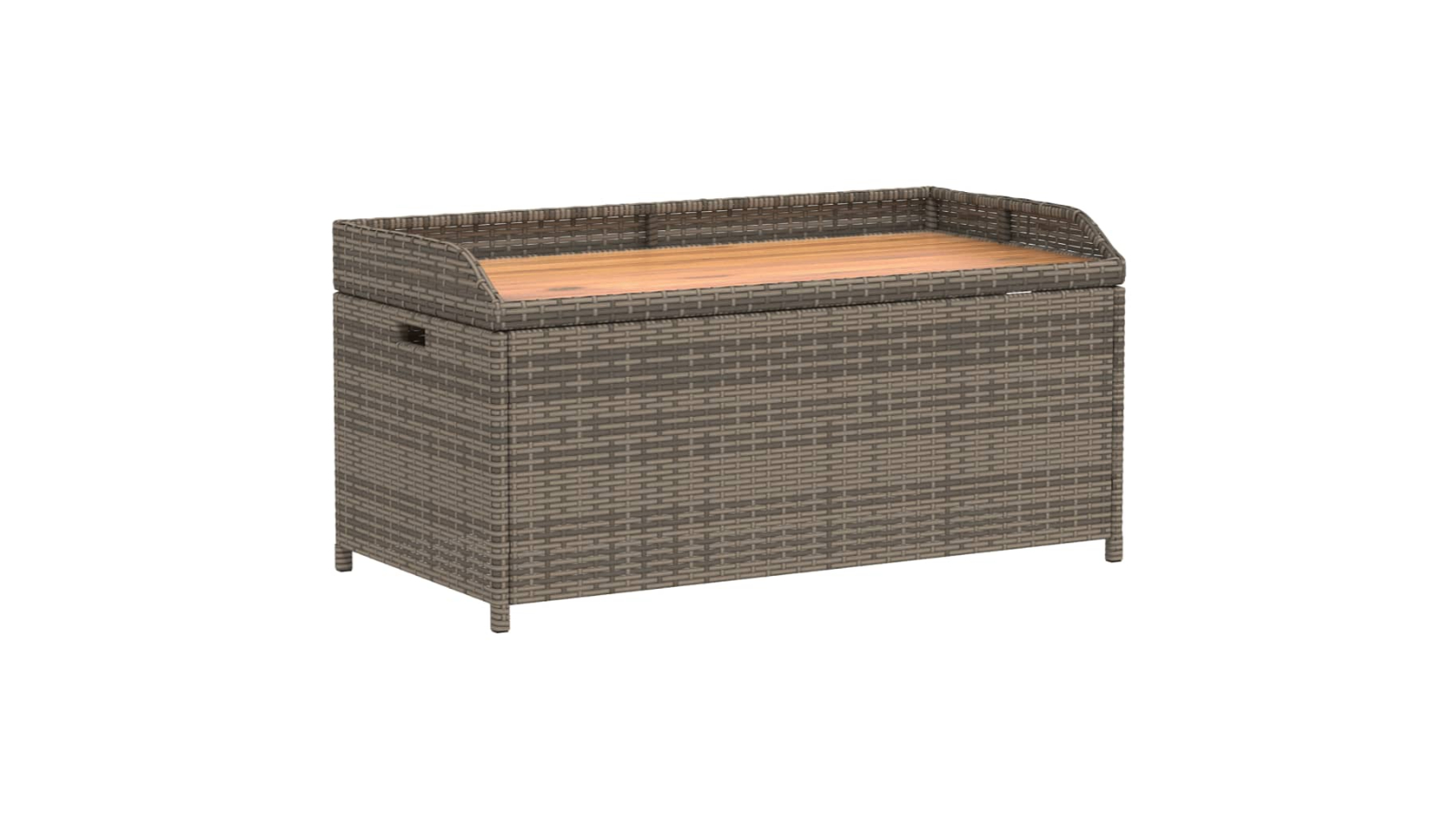vidaXL Grey Poly Rattan and Acacia Wood 100 x 50 x 52cm Storage Bench