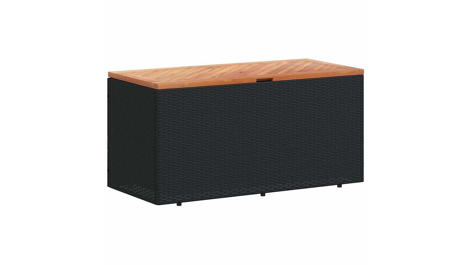vidaXL Poly Rattan Acacia Wood 110 x 50 x 54cm Garden Storage Box - Black
