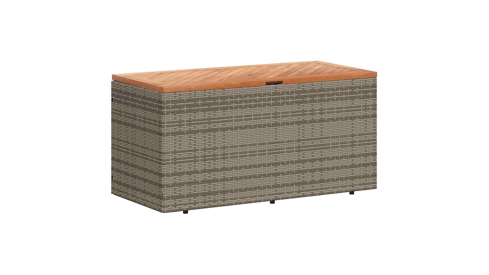 vidaXL Poly Rattan Acacia Wood 110 x 50 x 54cm Garden Storage Box - Grey