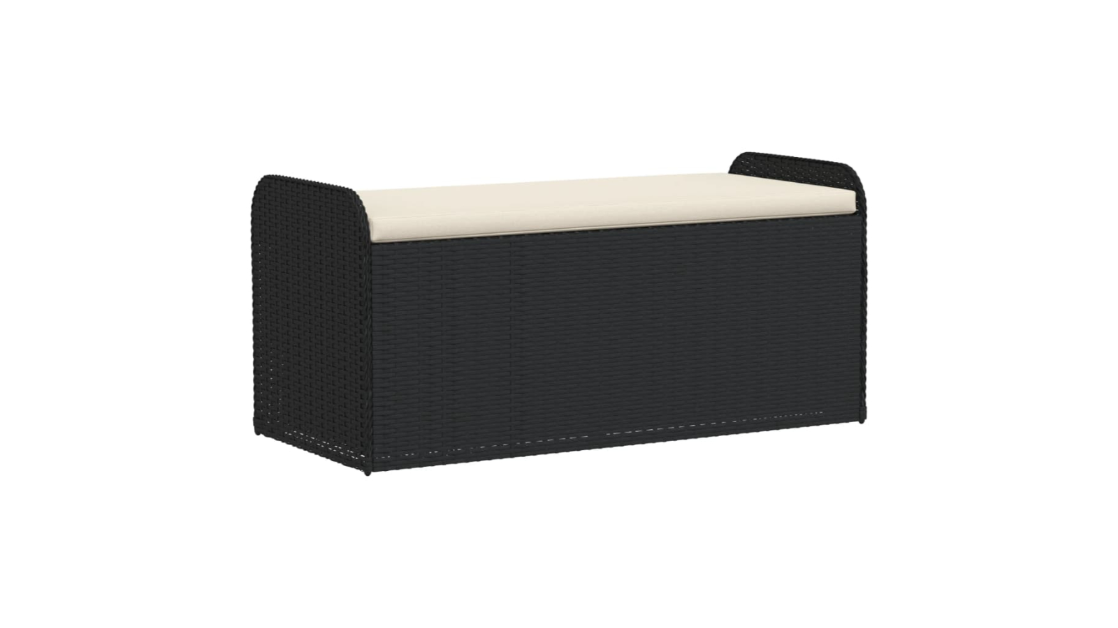 vidaXL Black Poly Rattan 115 x 51 x 52cm Storage Bench with Cushion