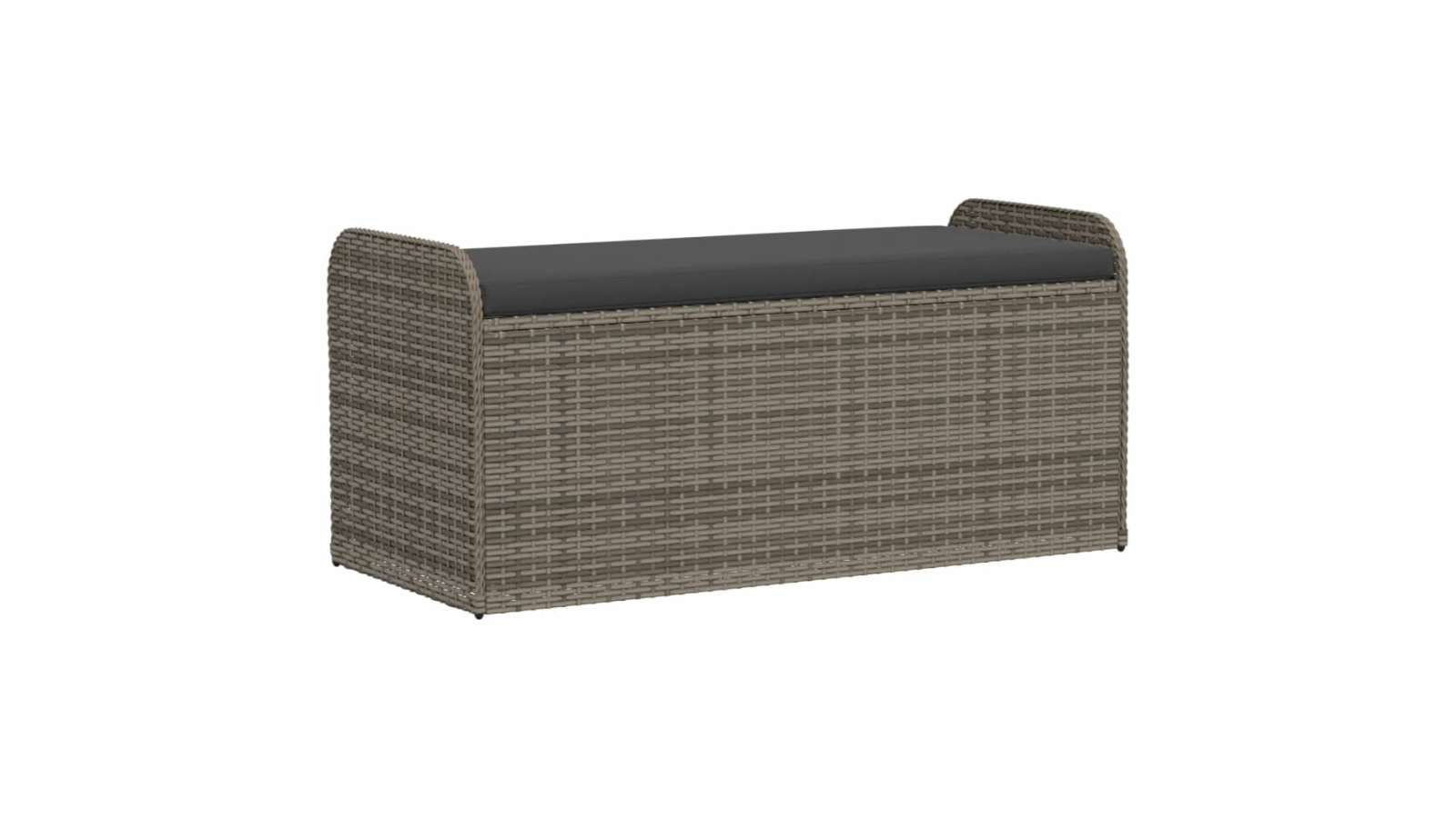 vidaXL Grey Poly Rattan Storage Bench with Cushion - 115 x 51 x 52cm