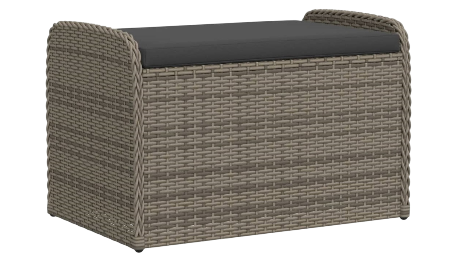 vidaXL Grey Poly Rattan 80 x 51 x 52cm Storage Bench with Cushion