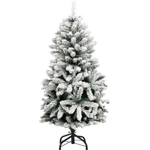 vidaXL 80cm Bottom Artificial Hinged 150 LED Christmas Tree and Flocked Snow - 150cm