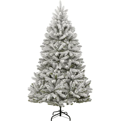 vidaXL 106cm Bottom Artificial Hinged 300 LED Christmas Tree and Flocked Snow - 210cm