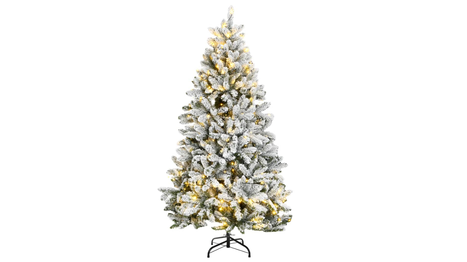 vidaXL Artificial 300 LED and Flocked Snow Hinged Christmas Tree 