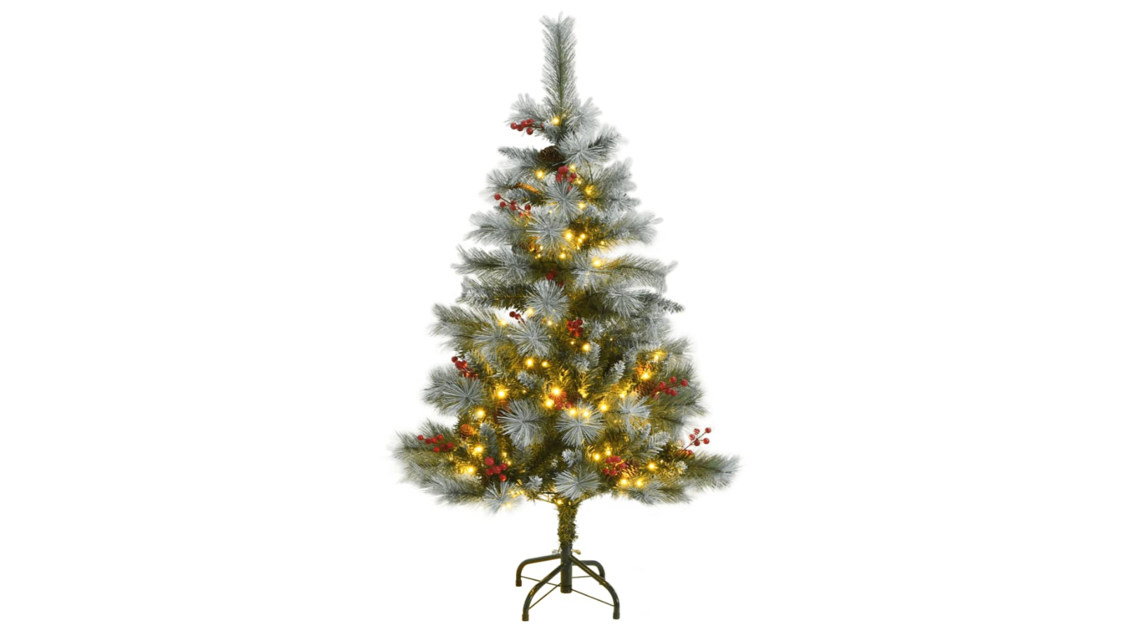vidaXL 150 LED Artificial Hinged Christmas Tree with 27 Cone - 120cm