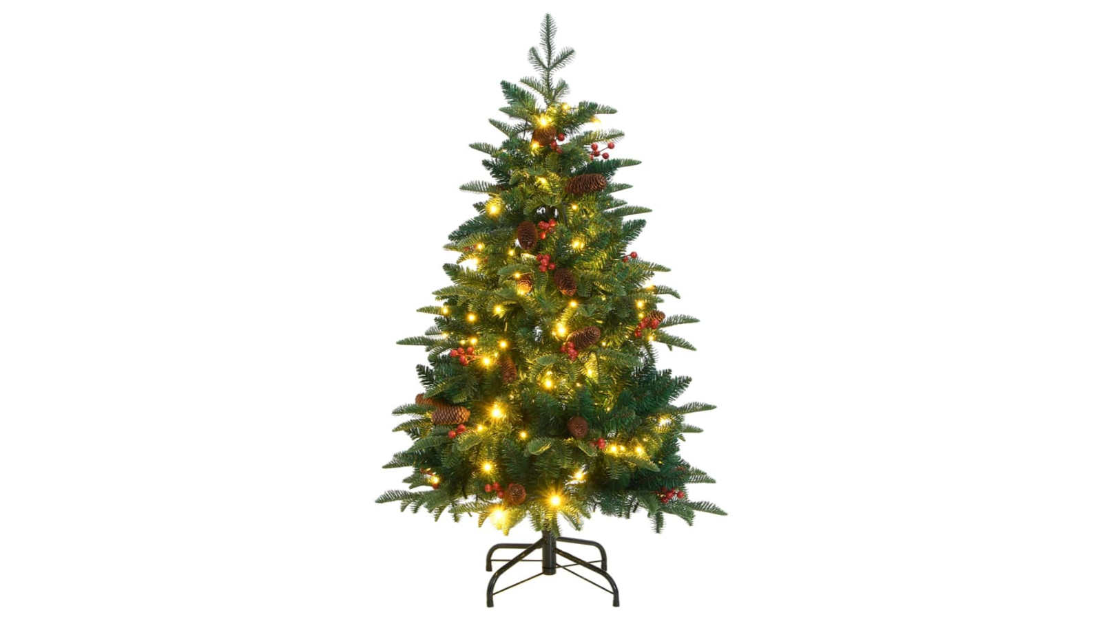 vidaXL 150 LED PVC Artificial Hinged Christmas Tree - 120cm 