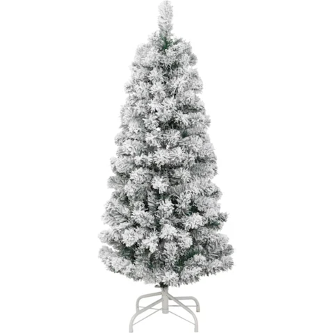 vidaXL PVC and Iron Artificial Hinged 150 LED Christmas Tree and Flocked Snow - 120cm