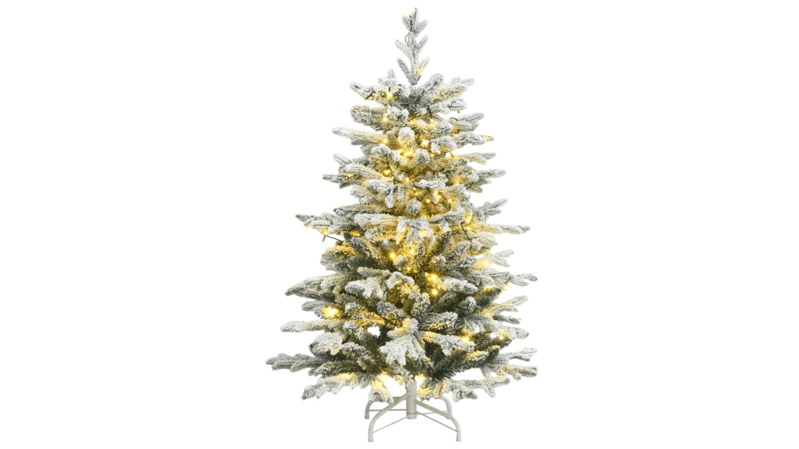vidaXL 150 LED Artificial Hinged Christmas Tree with Flocked Snow - 120cm