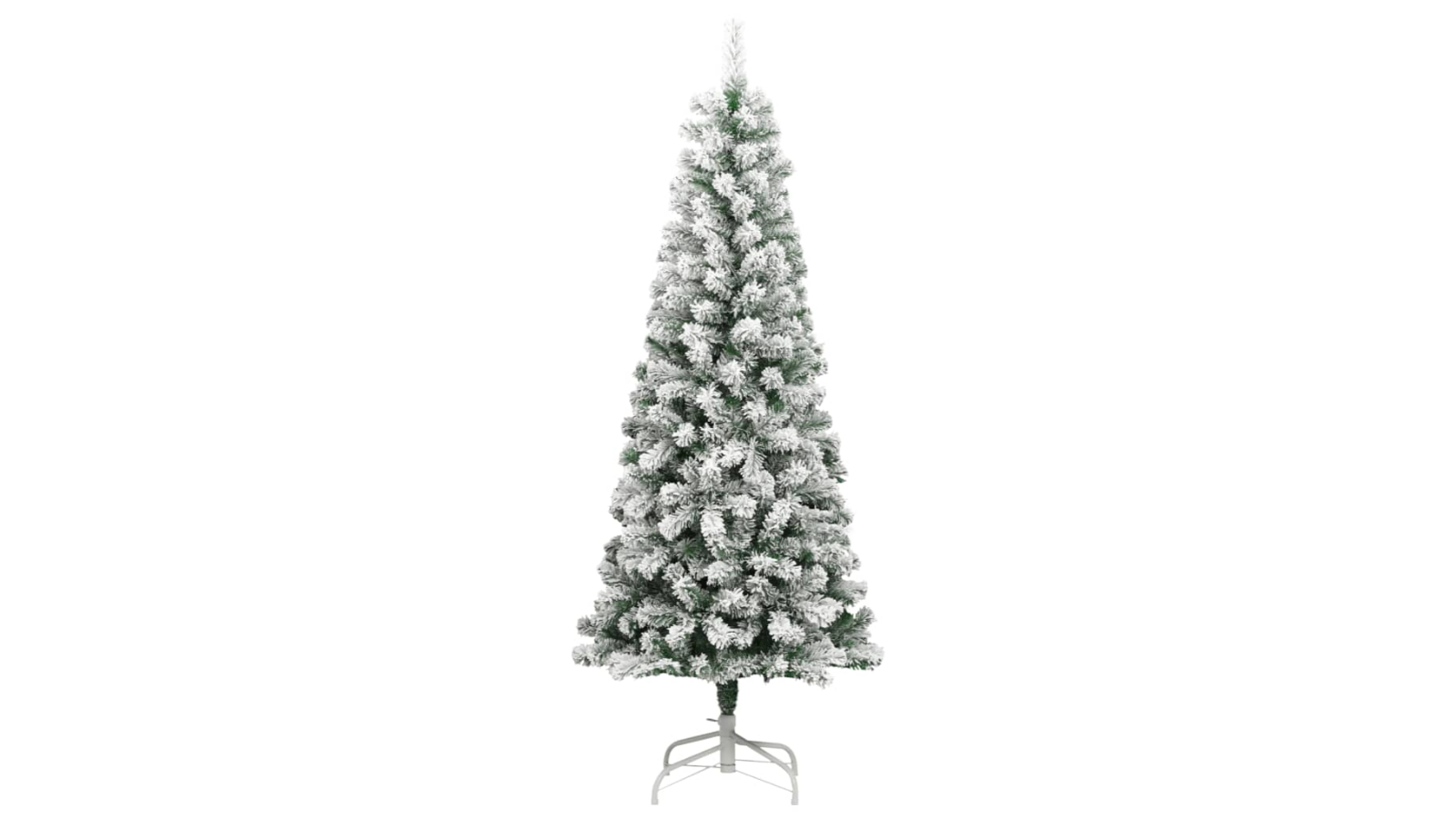 vidaXL 90cm Bottom Artificial Hinged 300 LED Christmas Tree and Flocked Snow - 210cm