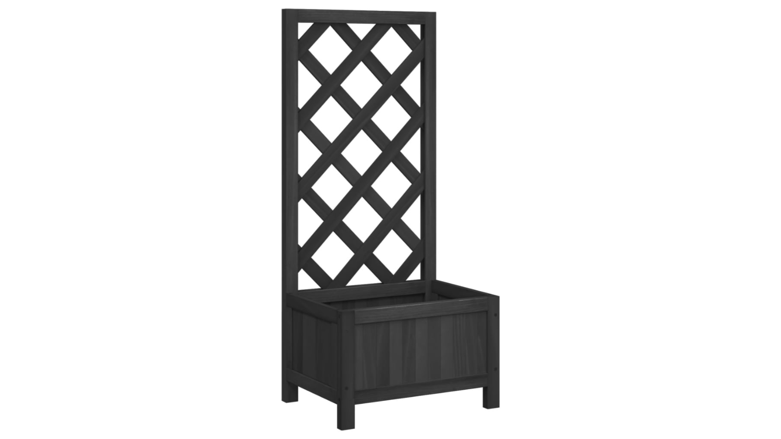 vidaXL Black Planter with Solid Wood Fir Trellis - 40 x 30 x 90cm