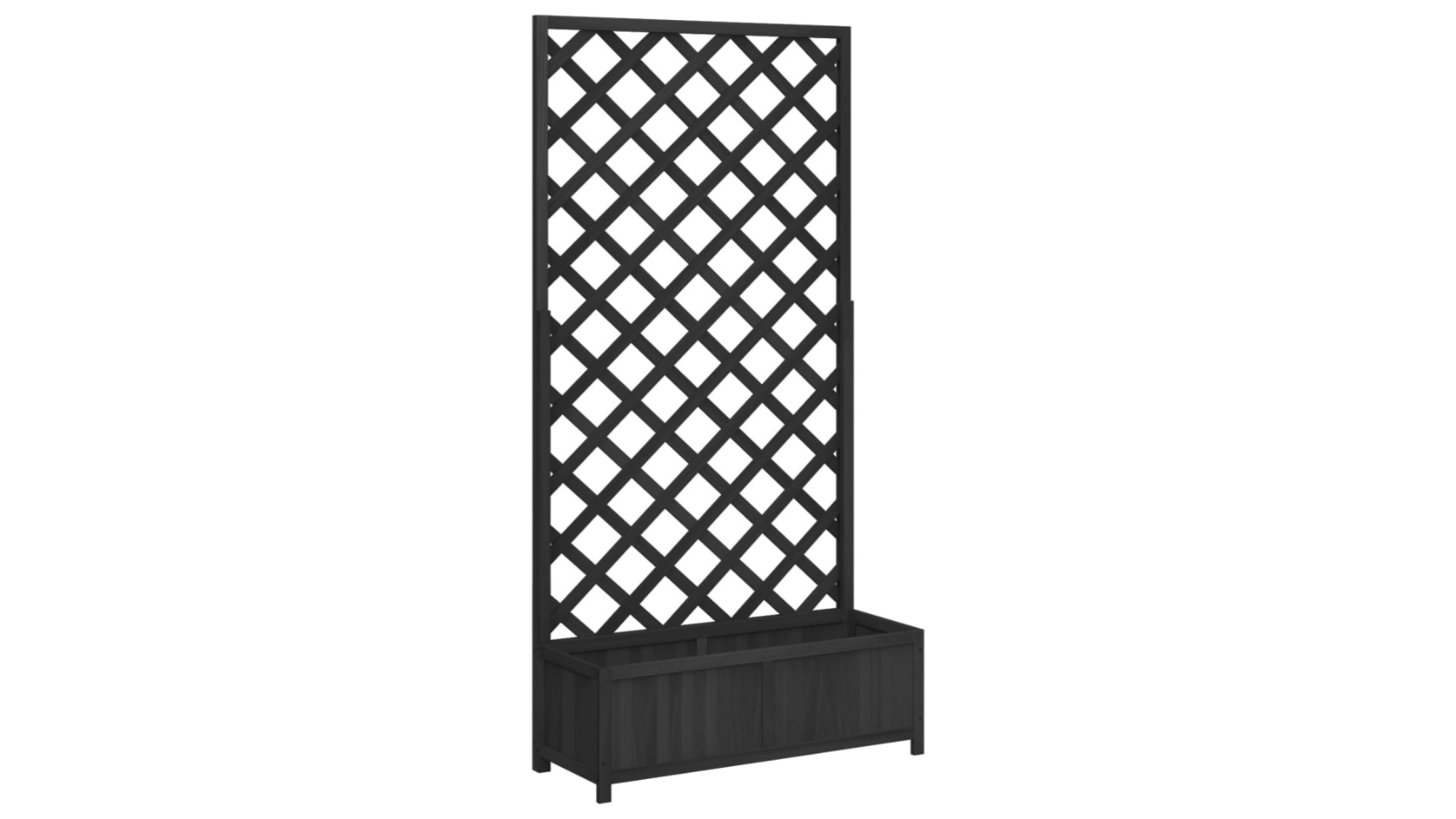 vidaXL Black Planter with Solid Wood Fir Trellis - 90 x 35 x 180cm