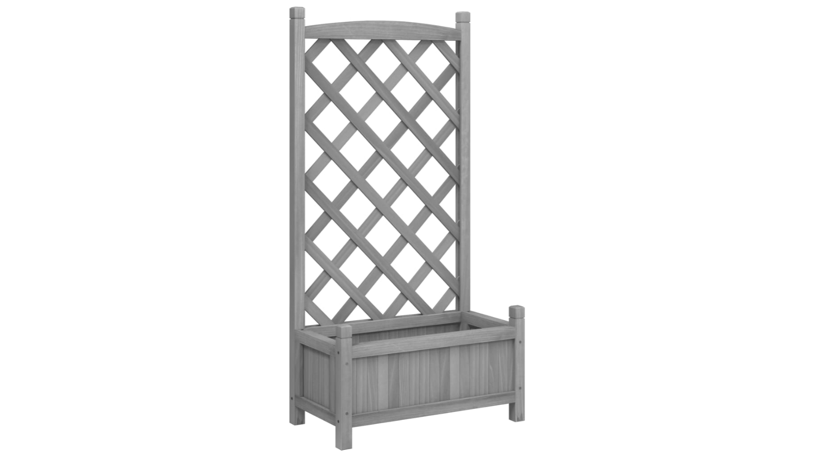 vidaXL Grey Solid Fir Wood Trellis Planter - 55 x 30 x 110cm