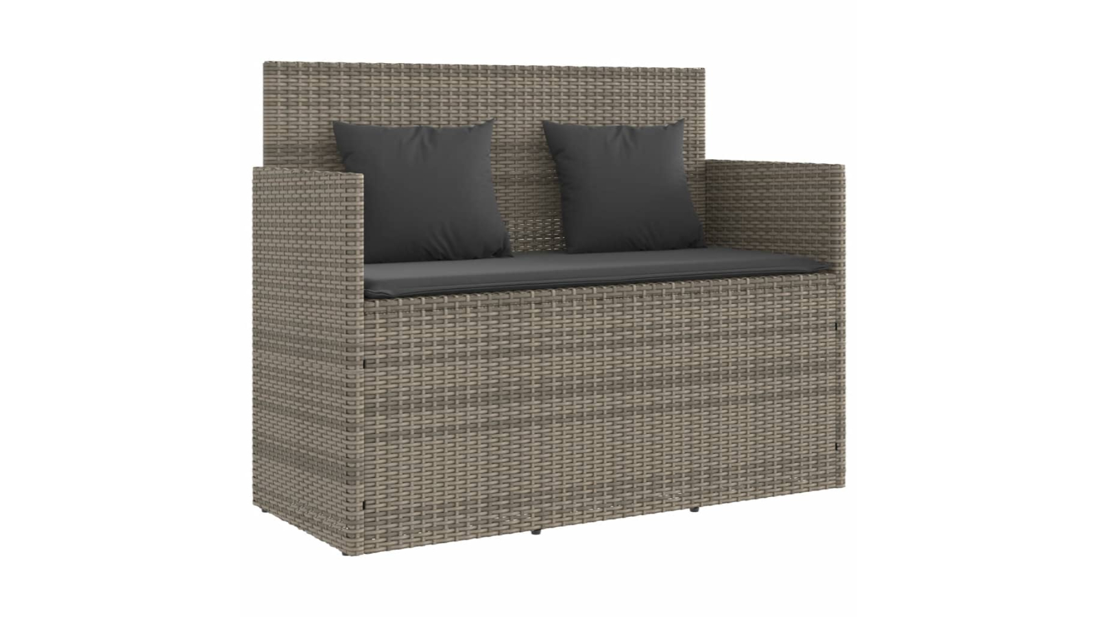 vidaXL Poly Rattan Garden Bench with Cushion - Grey
