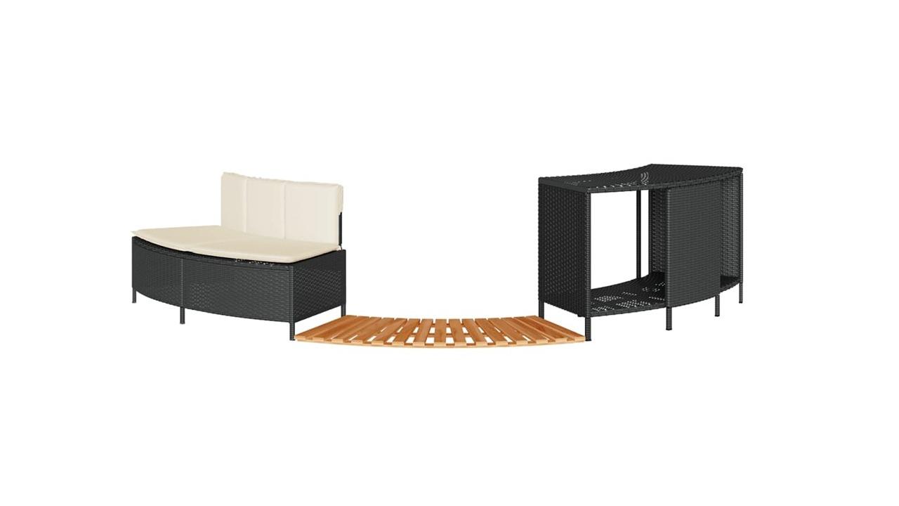 vidaXL Poly Rattan and Solid Acacia Wood Hot Tub Surround