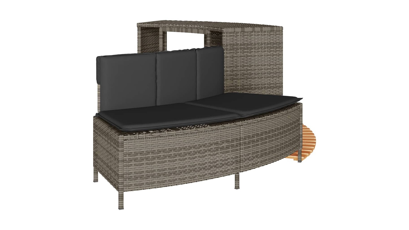 vidaXL Grey Poly Rattan and Solid Acacia Wood Short Step Hot Tub ...