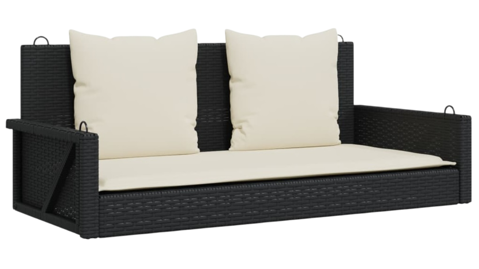 vidaXL Black Poly Rattan 119 x 56 x 48cm Swing Bench with Cushion
