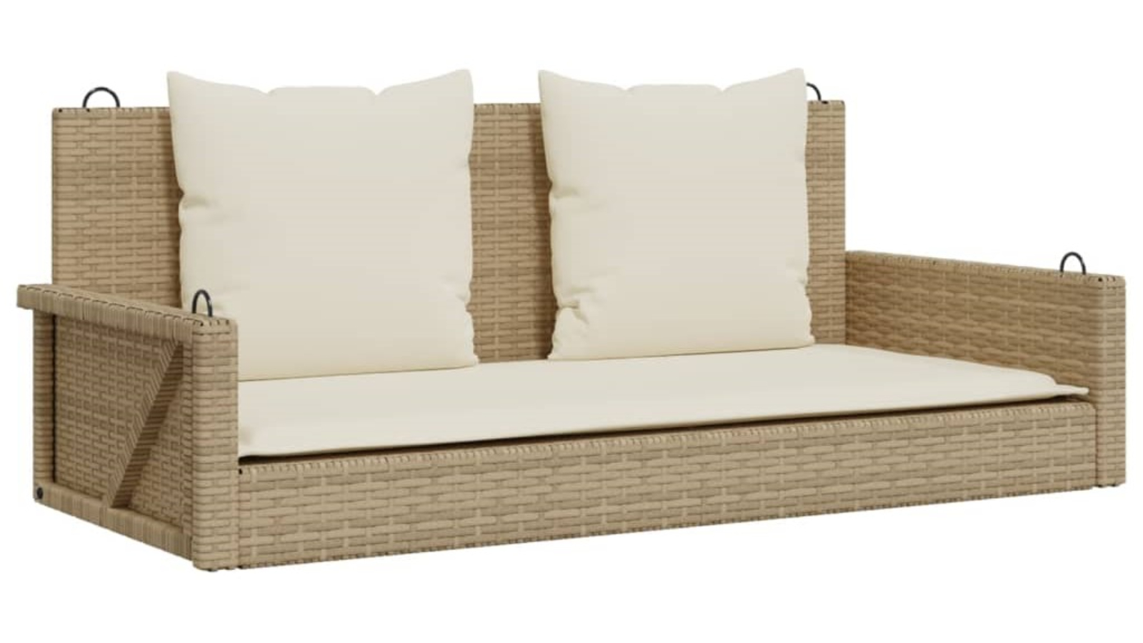vidaXL Beige Poly Rattan 119 x 56 x 48cm Swing Bench with Cushion