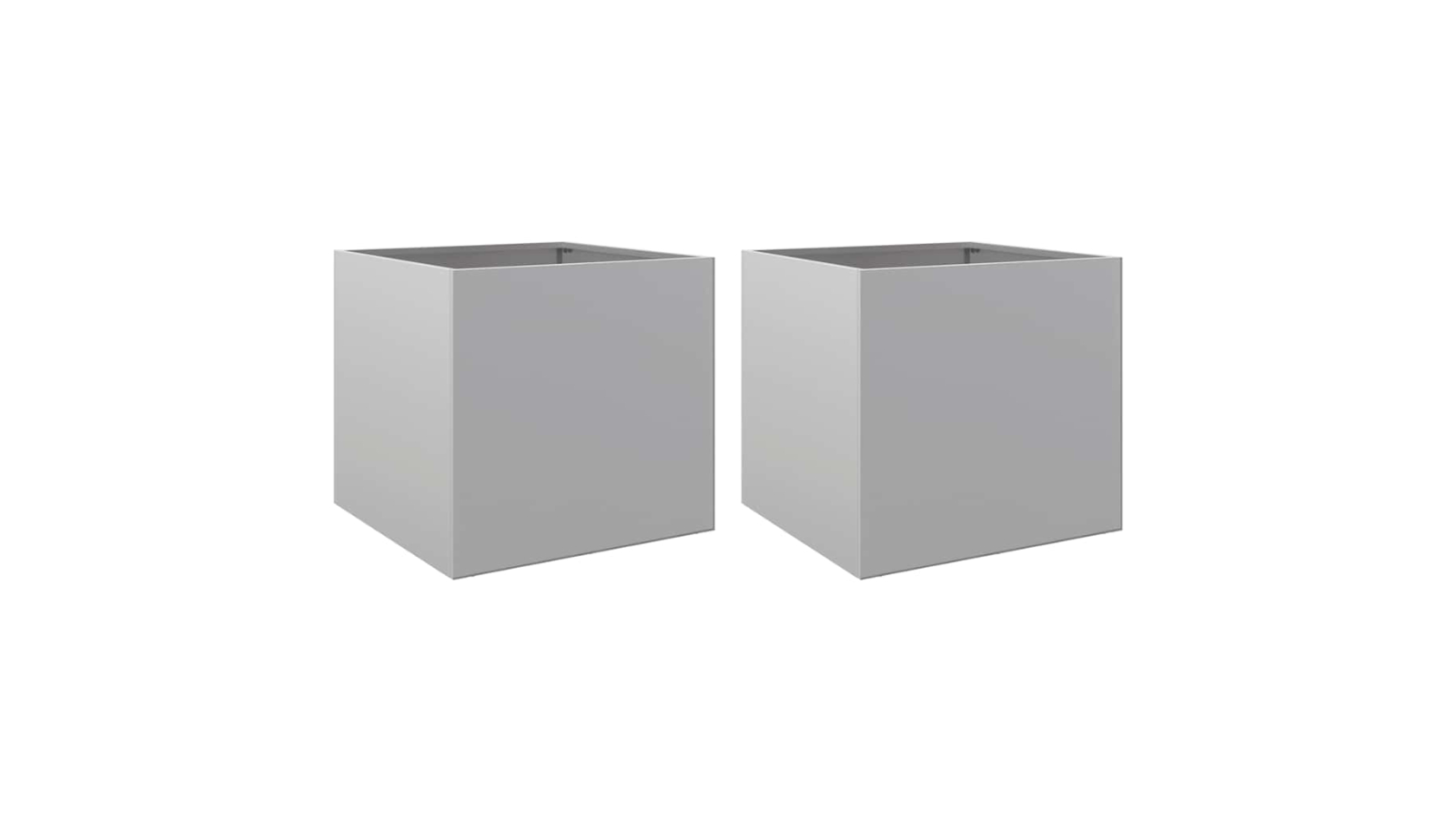 vidaXL 2 Piece Silver Galvanised Steel 42 x 40 x 39cm Planter