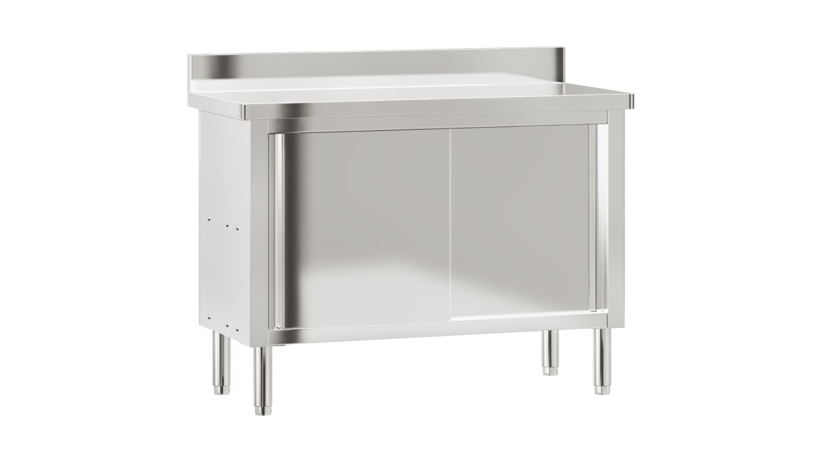 vidaXL Stainless Steel Kitchen Work Table with Sliding Door