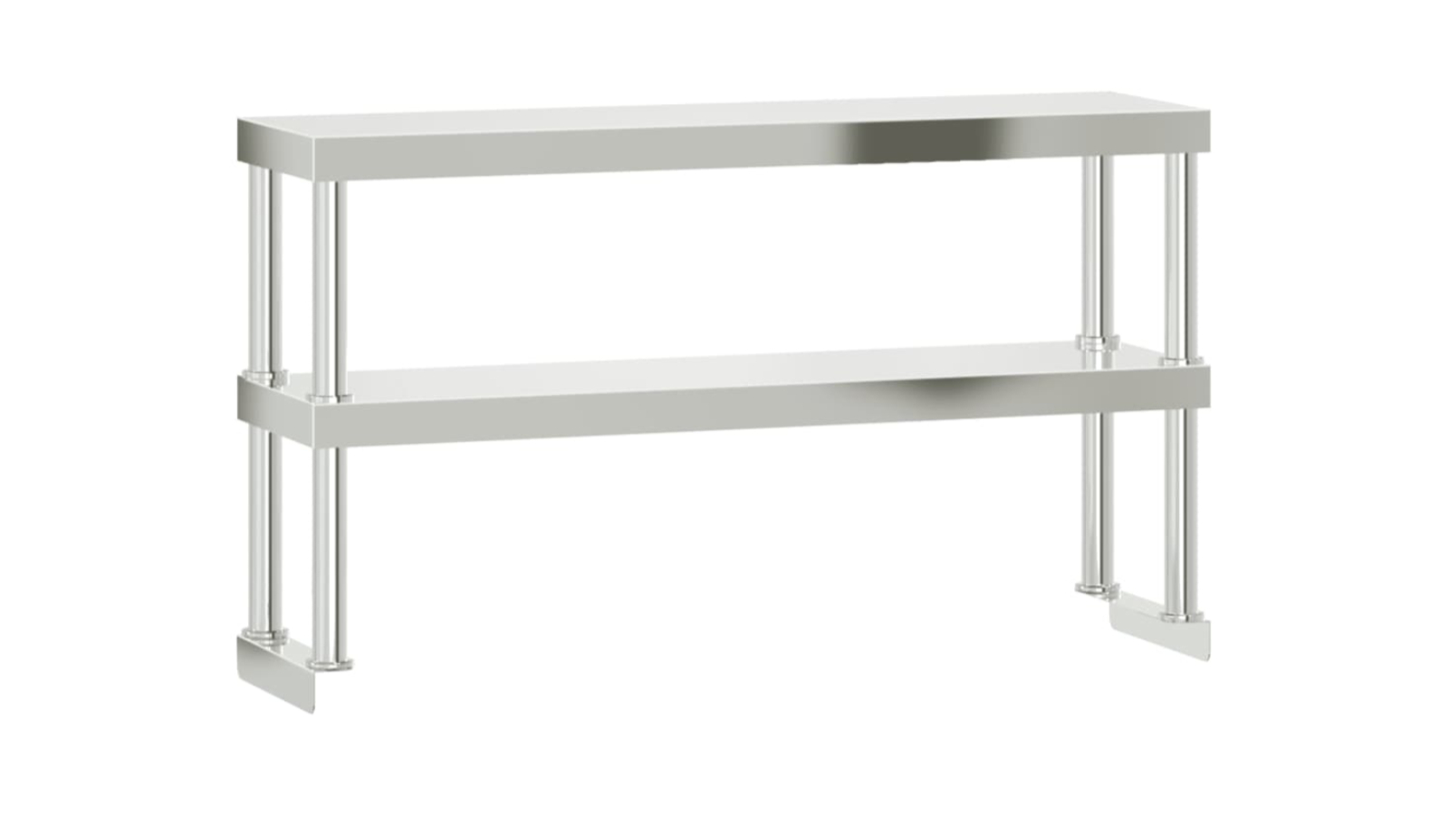 vidaXL Stainless Steel 2-Tier Overshelf Work Table - 110 x 30 x 65cm