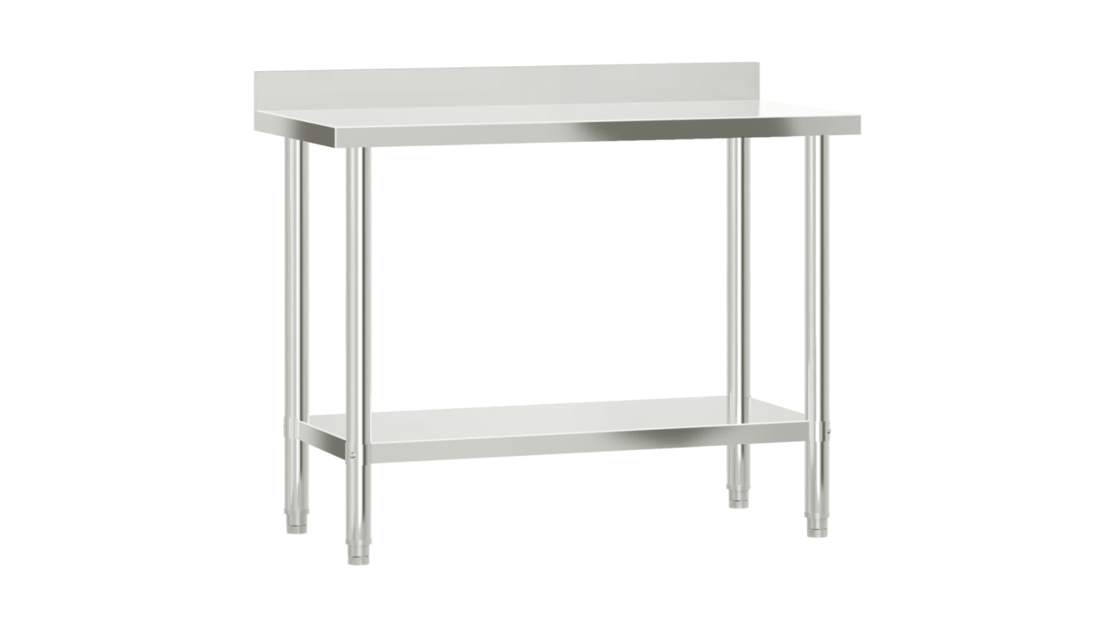 vidaXL Stainless Steel Kitchen Work Table with Backsplash - 110 x 55 x 93cm