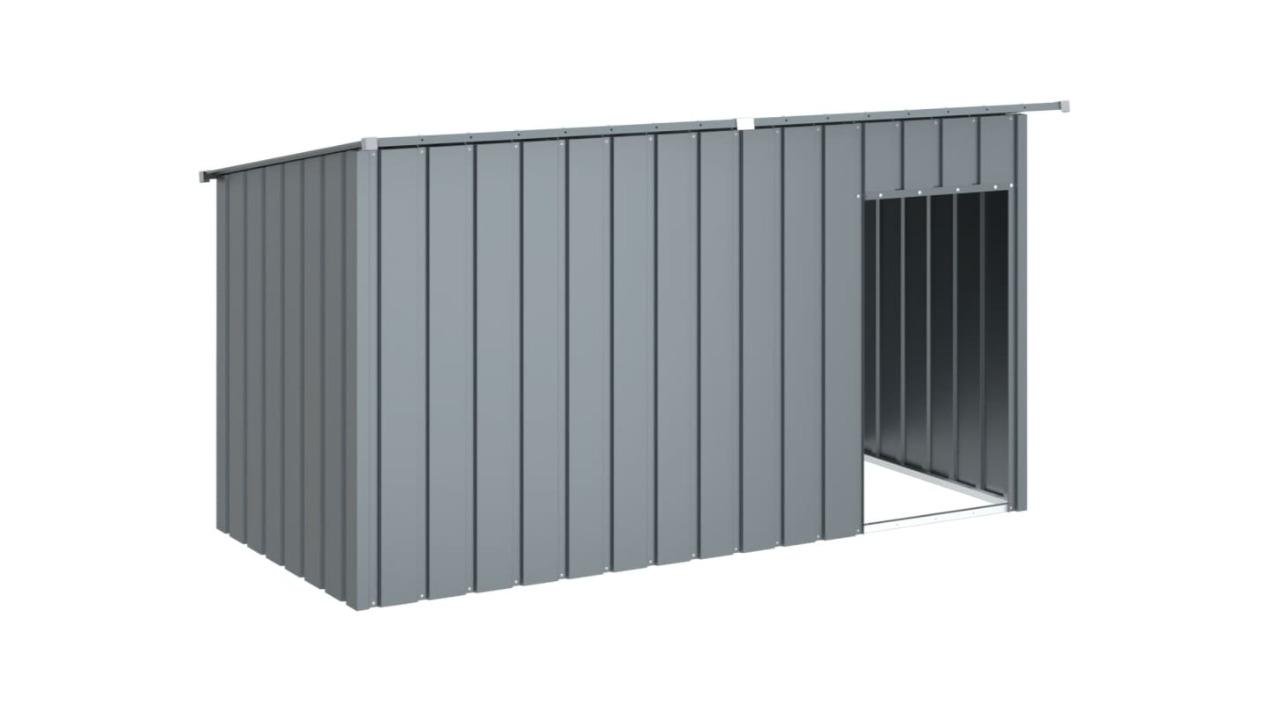 vidaXL Anthracite Galvanised Steel Dog House with Roof - 196 x 91 x 110 cm 