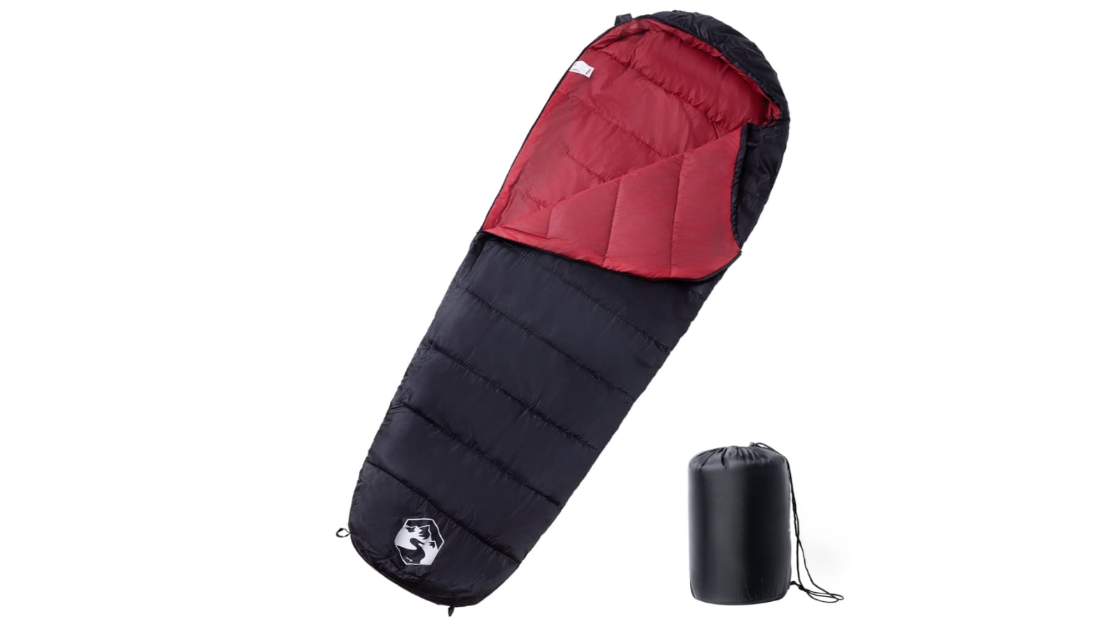vidaXL 3 Seasons Camping Mummy Sleeping Bag for Adult - Black/Red