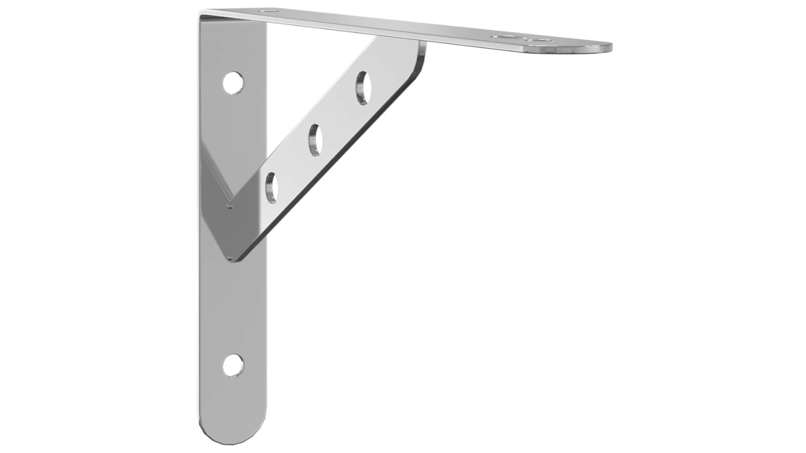 vidaXL 4 Piece Silver Stainless Steel Shelf Bracket - 23.5 x 2.5 x 15.5cm