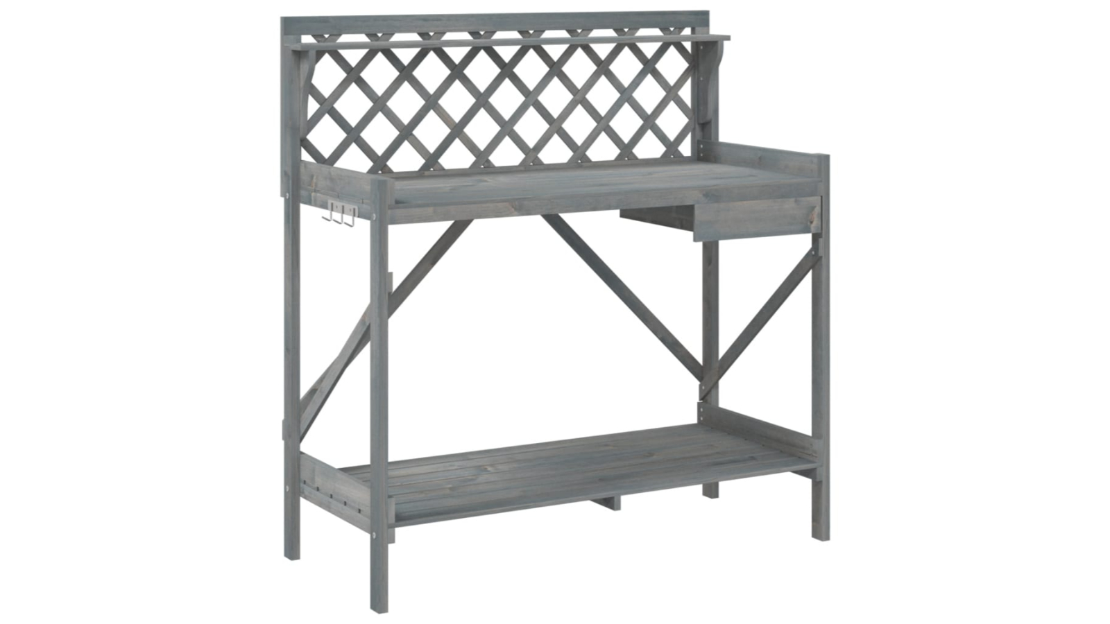 vidaXL Grey Solid Fir Wood Potting Bench with Trellis