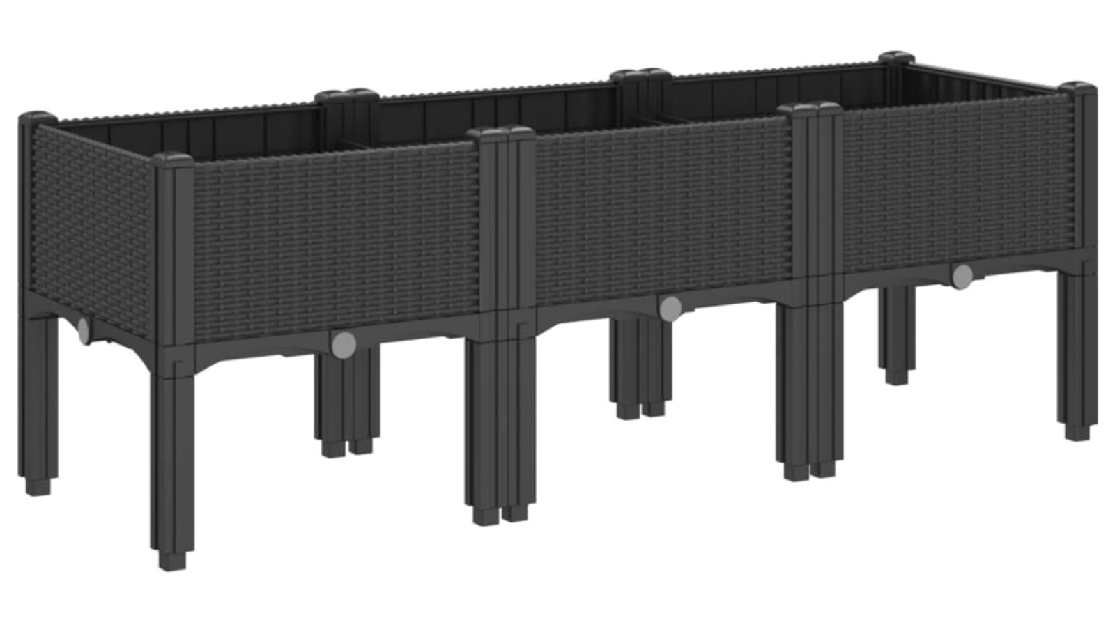 vidaXL PP Black Garden Planter with Legs - 120 x 40 x 42cm