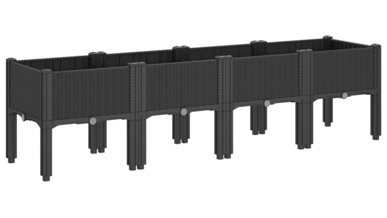 vidaXL PP Black Garden Planter with Legs - 160 x 40 x 42cm