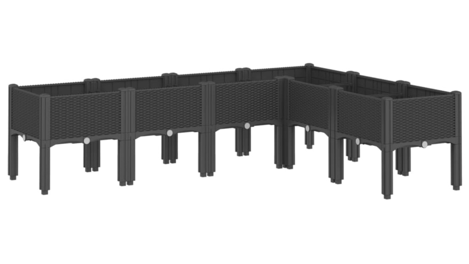 vidaXL PP Black Garden Planter with Legs - 160 x 120 x 42cm