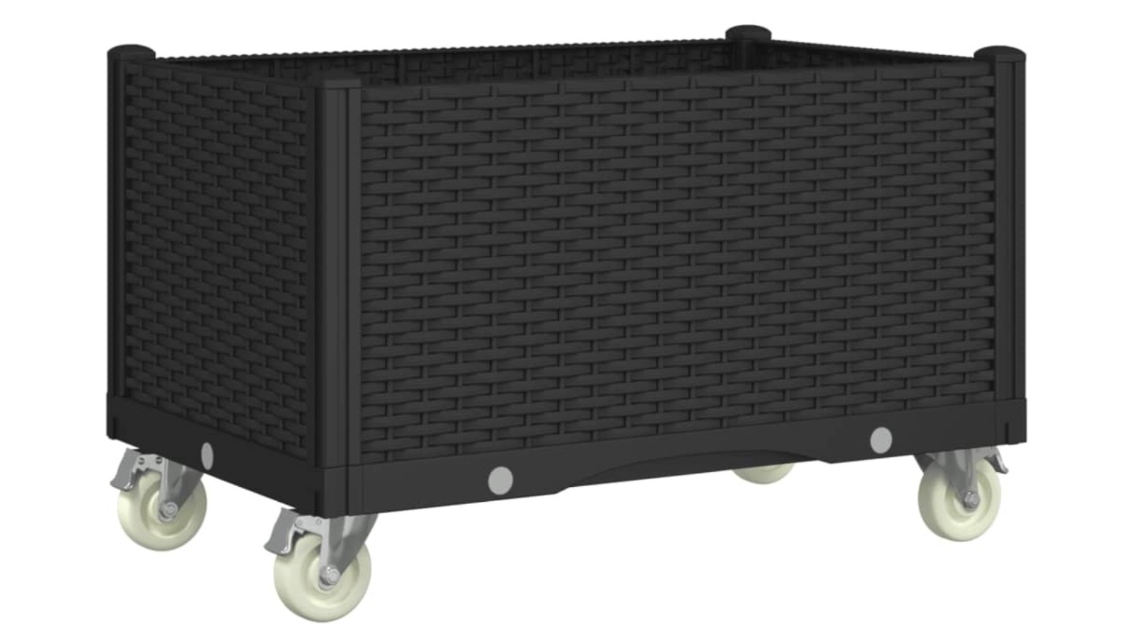 vidaXL PP Black Garden Planter with Wheels - 80 x 50 x 54cm