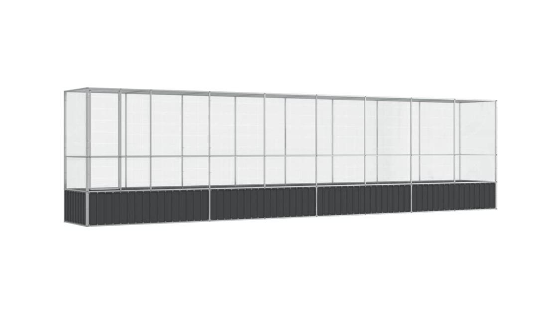 vidaXL Silver Steel Aviary with Extension - 834.5 x 107 x 212cm
