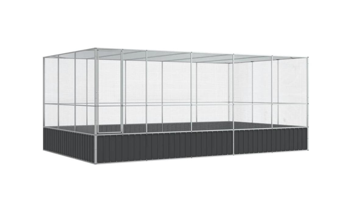 vidaXL Silver Steel Aviary with Extension - 518 x 307 x 212cm