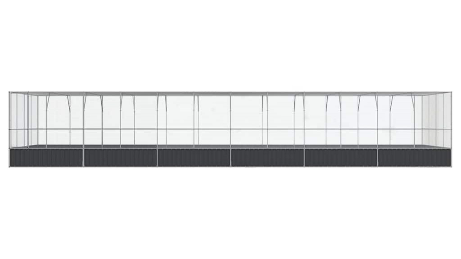 vidaXL Silver Steel Aviary with Extension - 1246 x 414 x 212cm