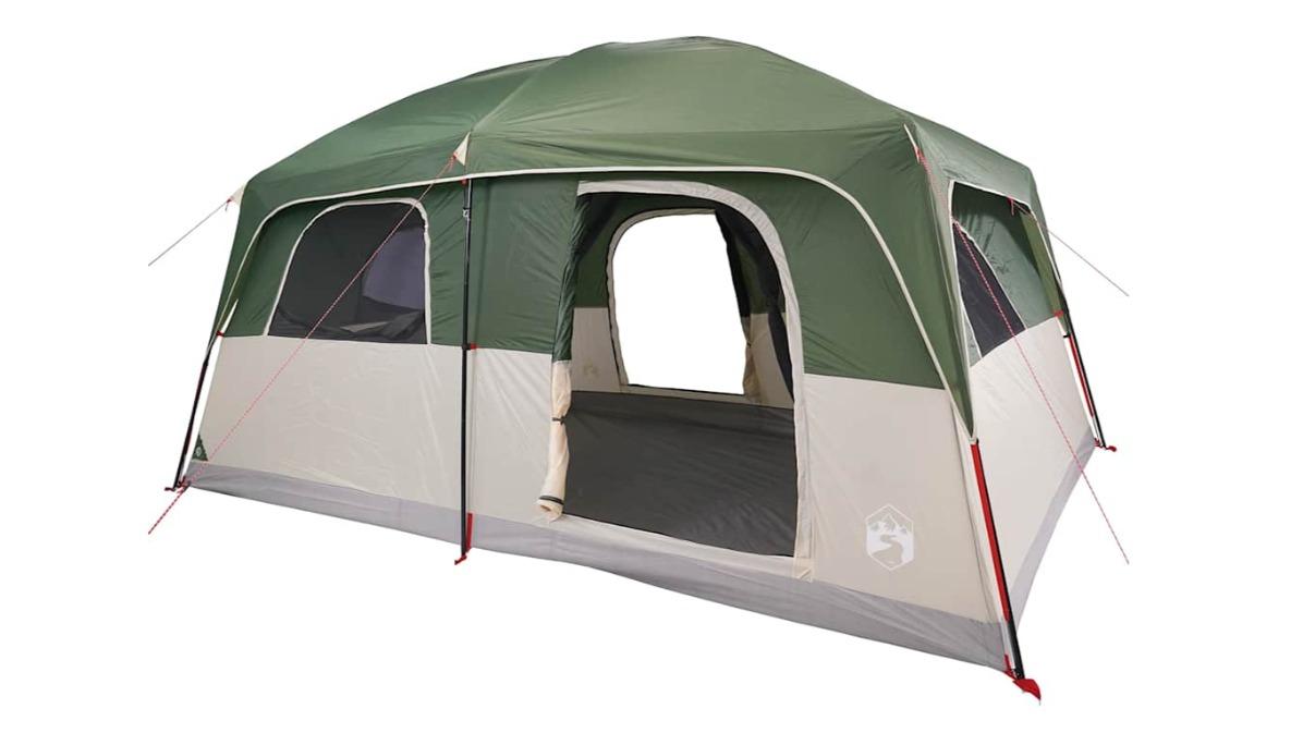 vidaXL 10 Person Green Waterproof Family Cabin Tent