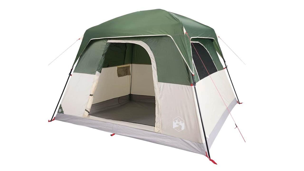 vidaXL 4 Person Green Waterproof Camping Cabin Tent