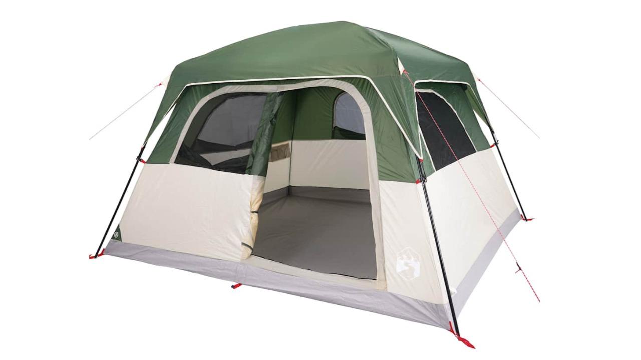 vidaXL 6 Person Green Waterproof Family Cabin Tent