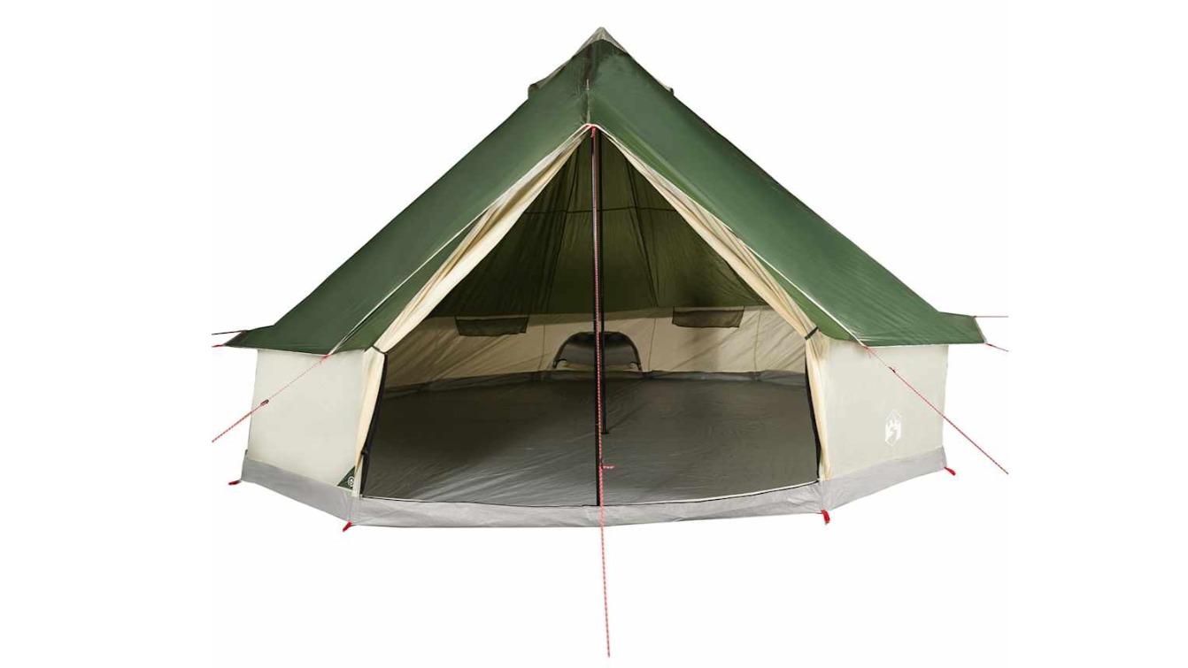 vidaXL 10 Person Green Waterproof Family Tipi Tent