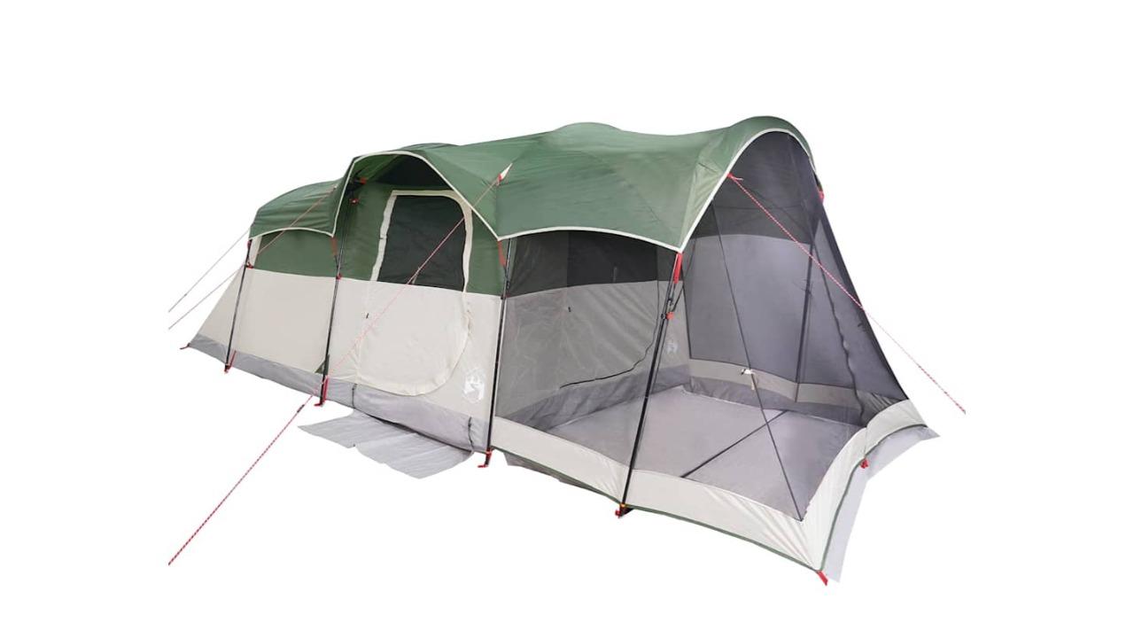 vidaXL 8-Person Green Waterproof Tunnel Family Tent  - 610 x 244 x 198cm