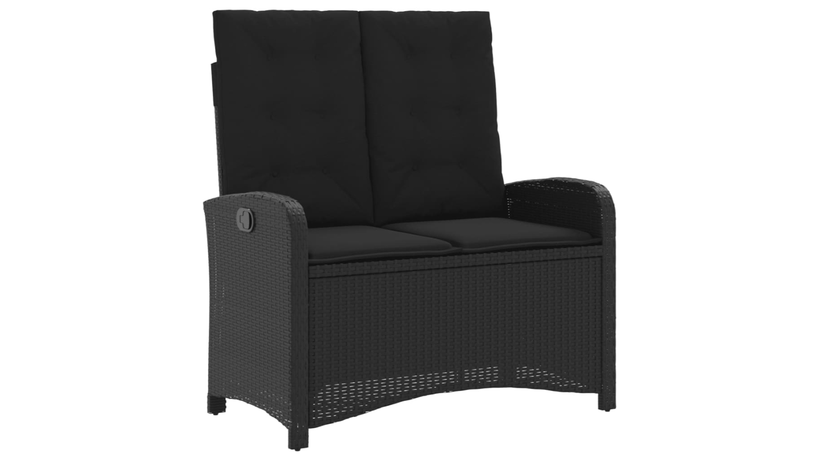 vidaXL Poly Rattan Outdoor Reclining Garden Bench with Cushion - Black