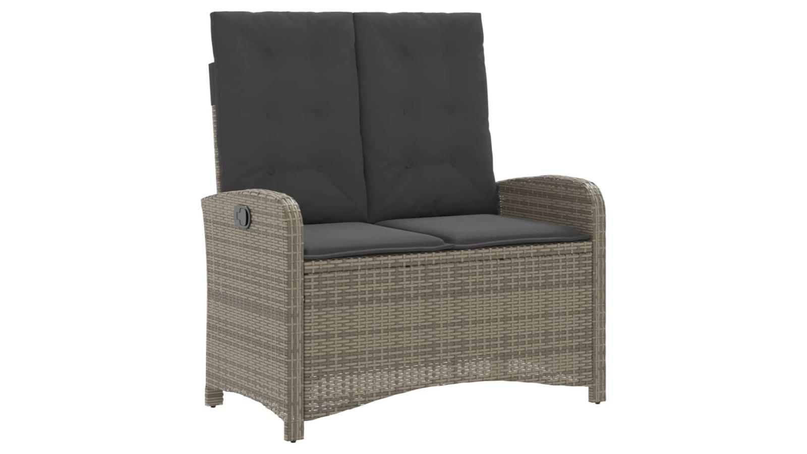vidaXL Poly Rattan Reclining Garden Bench - Grey