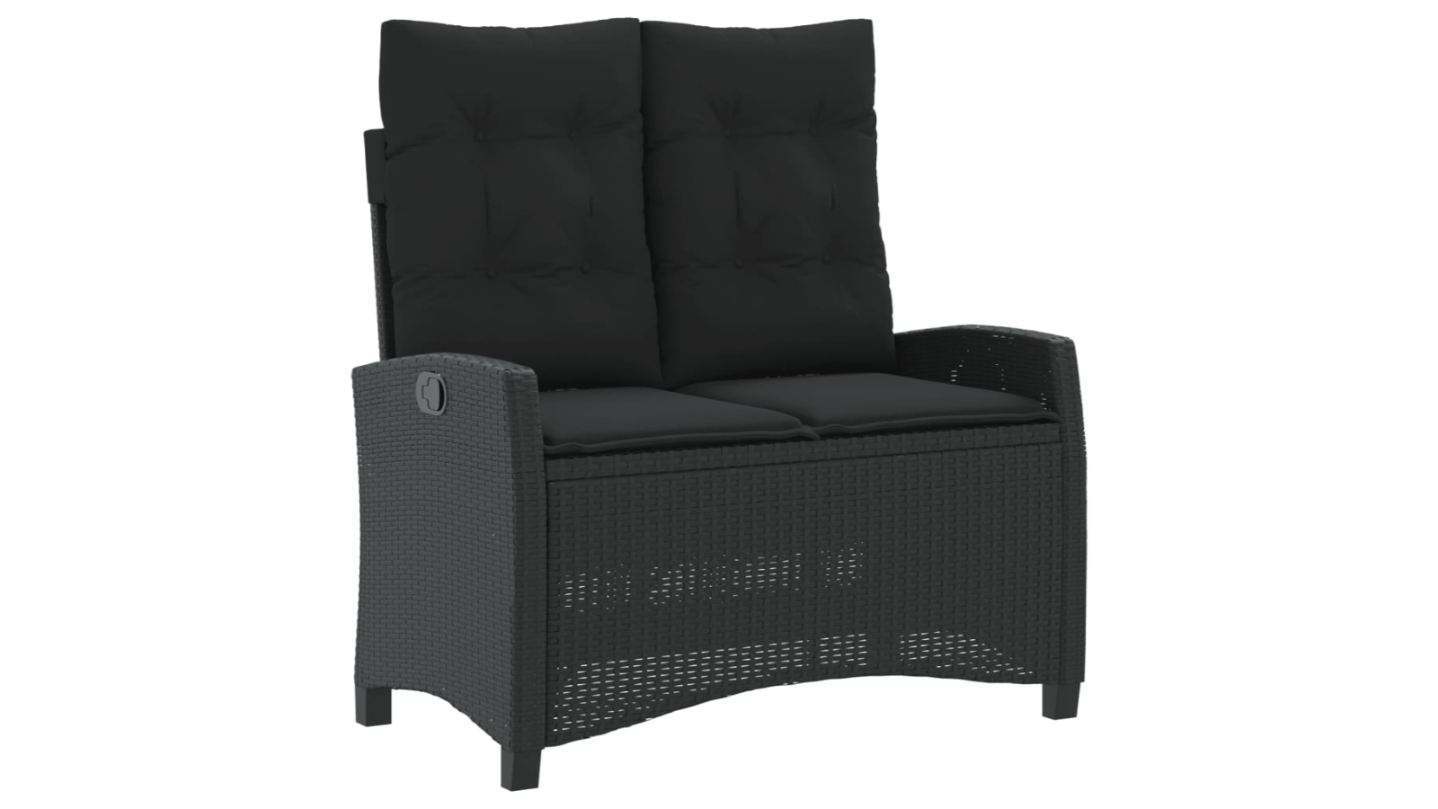 vidaXL Poly Rattan Reclining Garden Bench - Black