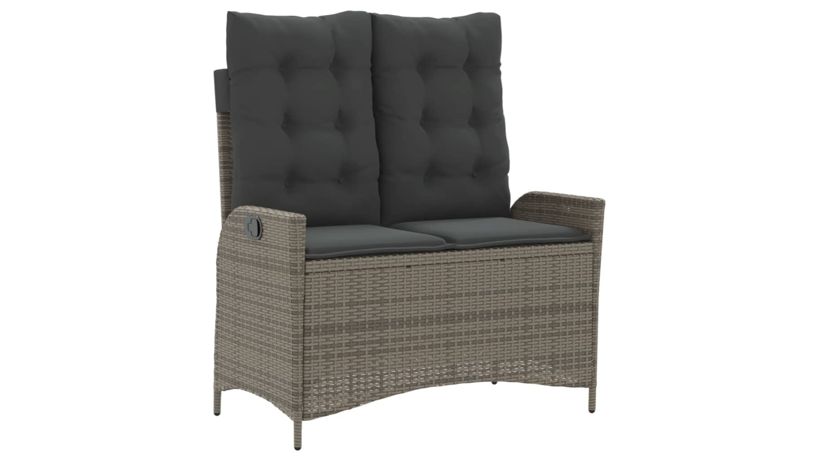 vidaXL Grey Poly Rattan Reclining Garden Bench with Cushion